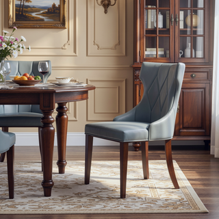 Sunvega Set of 2 Gray Traditional Dining Chairs with Luxurious Velvet Upholstery