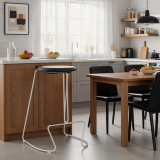 Sunvega Modern Faux Leather Counter Stool with Metal Base and Footrest Set of 2