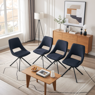 Sunvega Modern PU Leather Swivel Dining Chairs Set of 2 with Auto-Return and High Back