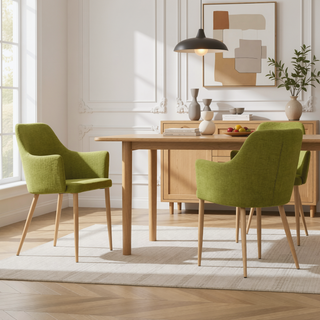 Sunvega Green Fabric Dining Chairs with Iron Frame and Wood Finish for Dining Room