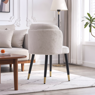 Sunvega Modern Velvet Upholstered Dining Chair with Tulip Design and Gold Tips