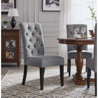 Sunvega Solid Wood Tufted Asons Dining Chairs Set of 2 with Velvety Soft Upholstery