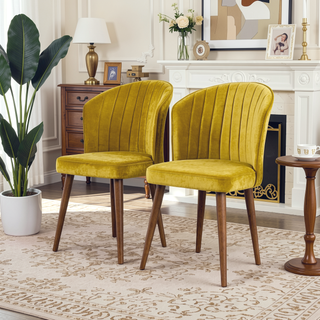 Sunvega Navy Blue Velvet Parsons Dining Chair Set with Solid Wood Structure