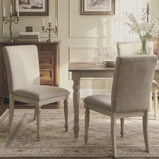 Sunvega Set of 2 Upholstered Farmhouse Dining Chairs with Turned Wood Legs