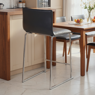 Sunvega Modern Counter Stool with Faux Leather Upholstery and Metal Base