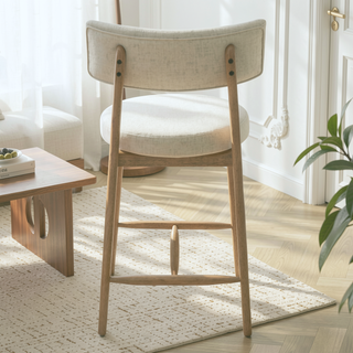 Sunvega Mid Century Modern Counter Stool Set of 2 with Upholstered Boucle Seat