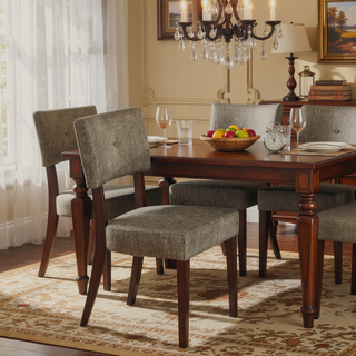 Sunvega Grey and Espresso Upholstered Side Chairs with Padded Seats Set of 2