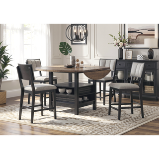 Sunvega Contemporary Black and Light Gray Fabric Upholstered Counter Height Dining Chairs