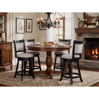 Sunvega Contemporary Swivel Pub Stools with Upholstered Seat and Footrest
