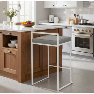 Sunvega Contemporary Stackable Counter Stool with Grey Faux Leather Cushion