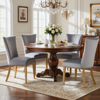 Sunvega Gold Velvet Upholstered Dining Chairs with Tufted Design and Metal Legs