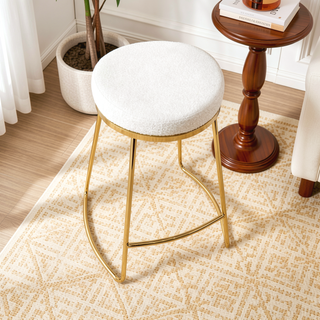 Sunvega Mid-Century Modern Velvet Upholstered Stool Seats One Comfortably