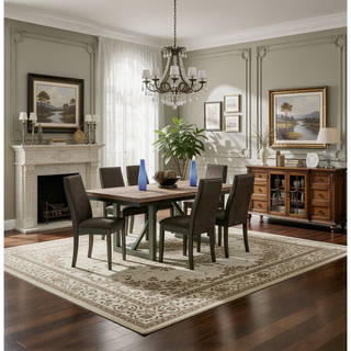 Sunvega Espresso Brown Wood Frame and Cocoa Brown Upholstered Dining Chair Set of 2