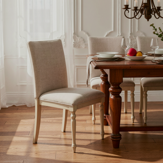 Sunvega Set of 2 Upholstered Farmhouse Dining Chairs with Turned Wood Legs
