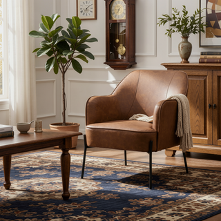 Sunvega Contemporary High Back Accent Chair with Cushioned Seat and Metal Legs