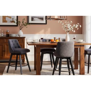 Sunvega 360° Swivel Bar Stools Set of 2 with Stain-Resistant Tufted Back