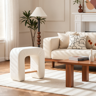 Sunvega Grey Loop Pile Fabric Inverted U-Shape Stool Set of 2 for Dining