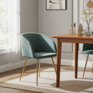Sunvega Fran Dining Chair with Velvet Upholstery and Tapered Metal Legs Set of 2