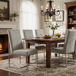Sunvega Modern Velvet Upholstered Stainless Steel Dining Chair with Chrome Finish