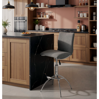 Sunvega Modern Swivel Adjustable Bar Stool with PU Texture and Chrome Legs