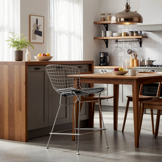 Sunvega Set of Two Polished Chrome Frame PU Leather Bar Stools with Fire-Resistant Upholstery