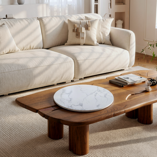 Sunvega Mid-century Dining Table for 4-6 People With Round MDF Top