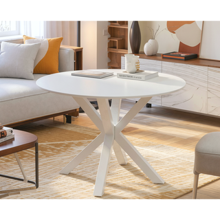 Sunvega Mid-century Dining Table for 4-6 People With Round MDF Top