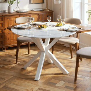 Sunvega Mid-century Dining Table for 4-6 People With Round MDF Top