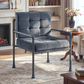 Sunvega Brantley Gray Velvet Upholstered Bench with Memory Foam Cushion