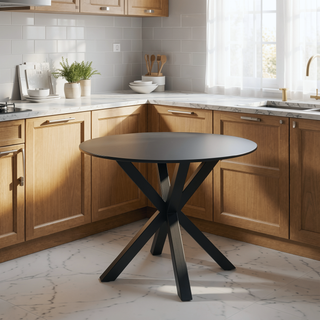 Sunvega Mid-century Dining Table for 4-6 People With Round MDF Top