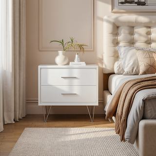 Sunvega Modern White Finish Chest with Five Spacious Drawers for Bedroom