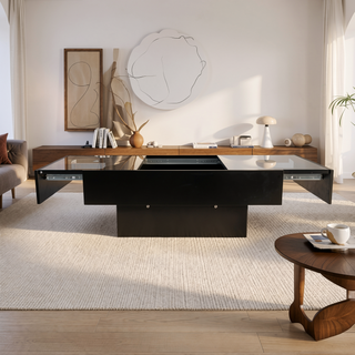 Sunvega Modern Swivel Square Coffee Table with Rotatable Top and Two Drawers