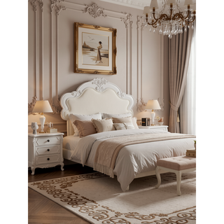 Sunvega Dresden Vintage Bone White Finish Nightstand with Two Spacious Felt-Lined Drawers