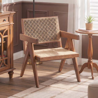 Sunvega Mid-Century Modern Rattan Bench with Natural Finish for Kitchen Dining