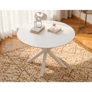 Sunvega Mid-century Dining Table for 4-6 People With Round MDF Top