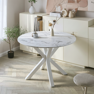 Sunvega Mid-century Dining Table for 4-6 People With Round MDF Top