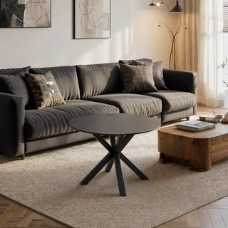 Sunvega Mid-century Dining Table for 4-6 People With Round MDF Top