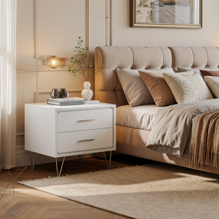 Sunvega Modern White Finish Chest with Five Spacious Drawers for Bedroom