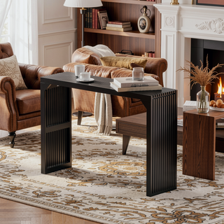 Sunvega Solid Wood 2-Seats Entryway Bench with Grille Details for Living Room