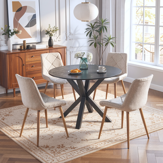 Sunvega Mid-century Dining Table for 4-6 People With Round MDF Top
