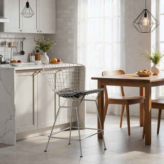 Sunvega Set of Two Polished Chrome Frame PU Leather Bar Stools with Fire-Resistant Upholstery