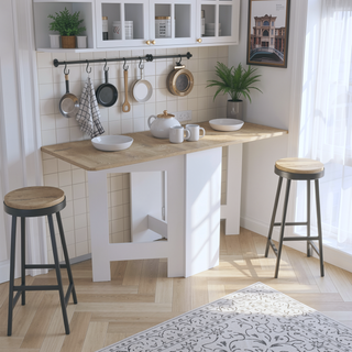Sunvega Space-Saving Gateleg Folding Table with Compact Design and Sturdy Build