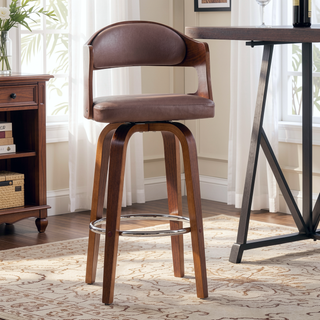 Sunvega Medieval Retro Golden 27-Inch Swivel Barstool with Black Leather Seat