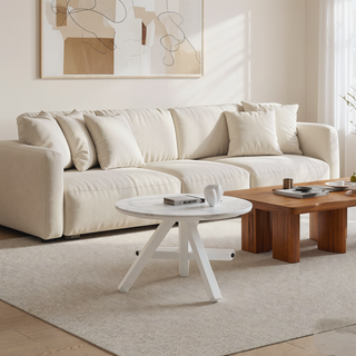 Sunvega Mid-century Dining Table for 4-6 People With Round MDF Top