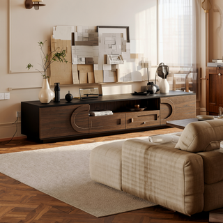 Sunvega Modern Swivel Square Coffee Table with Rotatable Top and Two Drawers
