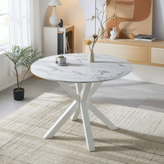 Sunvega Mid-century Dining Table for 4-6 People With Round MDF Top