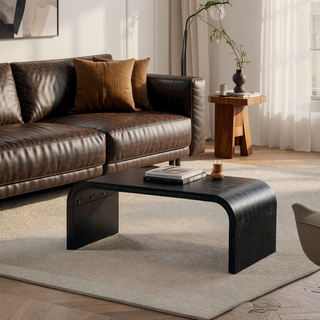 Sunvega Retro Minimalist Curved Sideboard with Gold Handles and Adjustable Shelves for Living Room