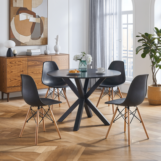 Sunvega Mid-century Dining Table for 4-6 People With Round MDF Top