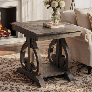 Sunvega Dark Oak Finish Wooden Backrest Bench with Curved Arms for Dining