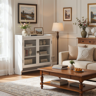 Sunvega Vintage Double Door Wall Cabinet with Three Removable Storage Shelves and Towel Rack